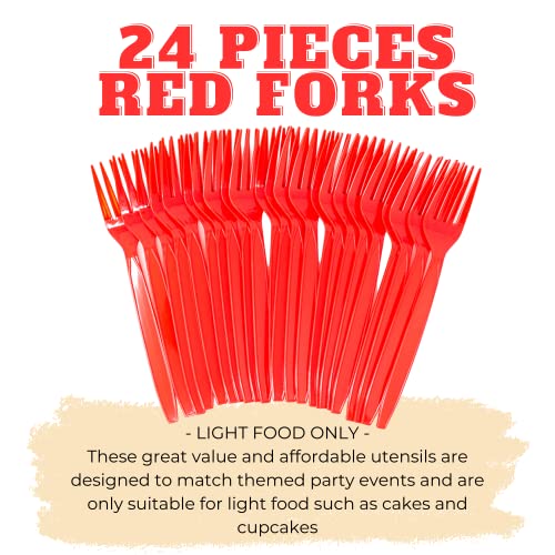 Red Plastic Forks (24 Pack)
