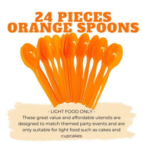 Orange Plastic Spoons (24 Pack)