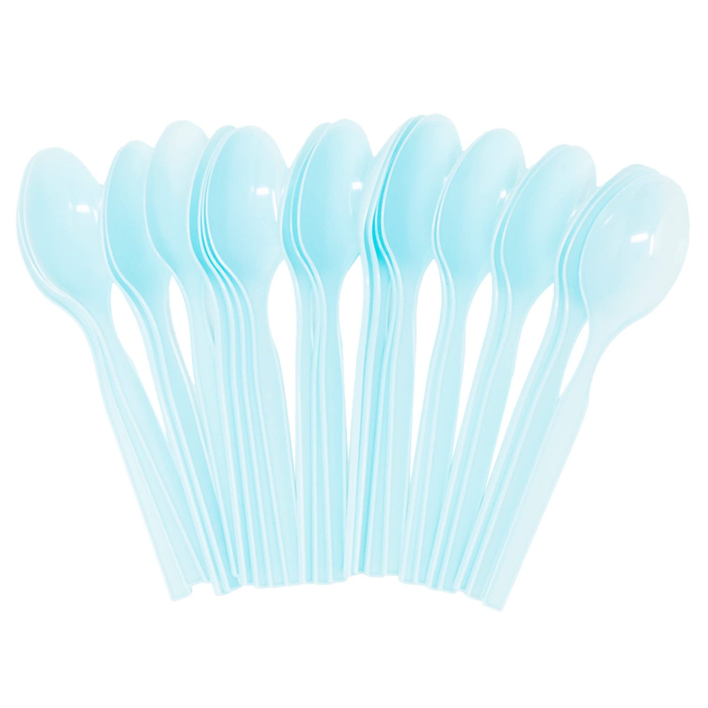 Light Blue Plastic Spoons (24 Pack)