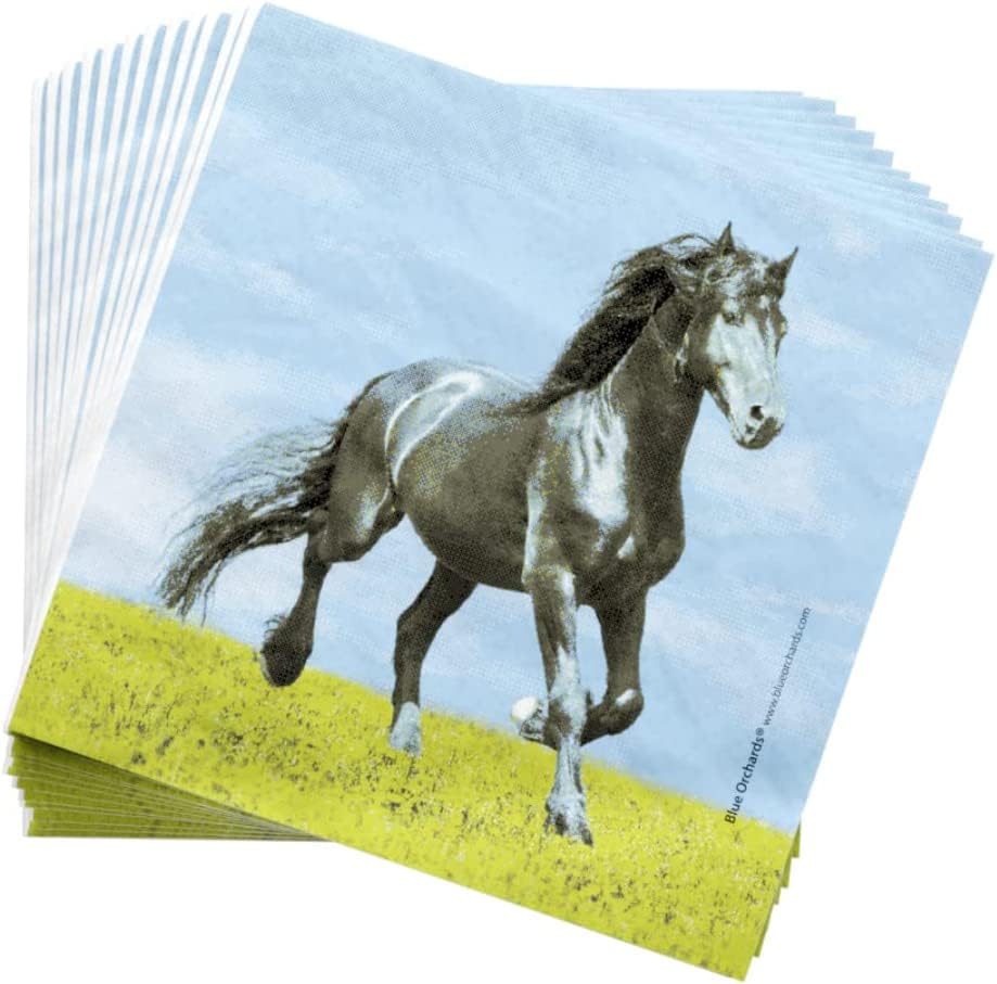 Blue Orchards Horse Lunch Napkins (100 Pieces)