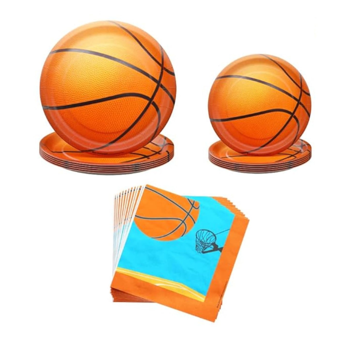Basketball Plates and Napkins (52 Pieces for 16 Guests)