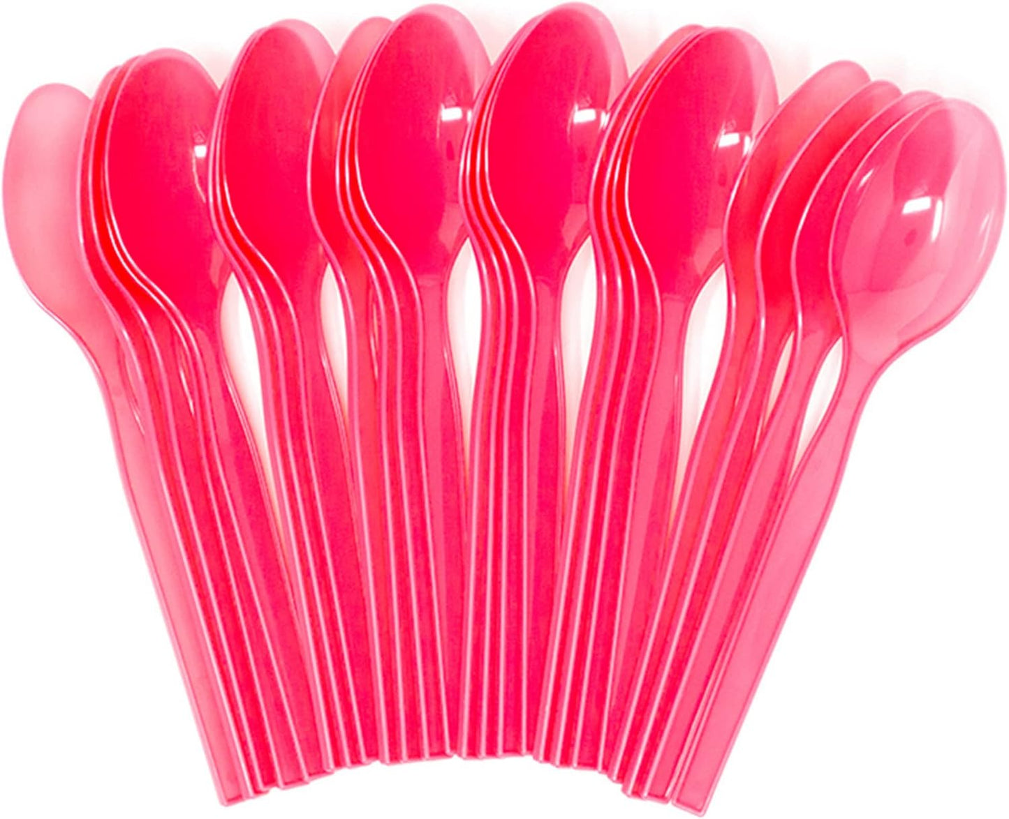 Hot Pink Plastic Spoons (24 Pack)