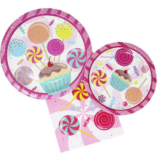 Candy Party Plates and Napkins (52 Pieces for 16 Guests)