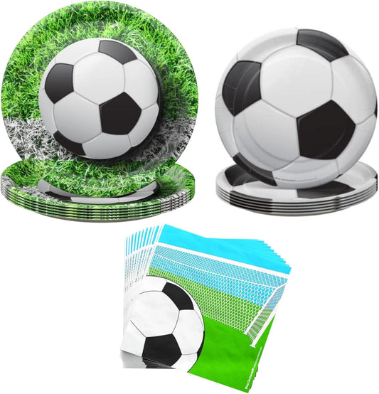 Soccer Plates and Napkins (52 Pieces for 16 Guests)