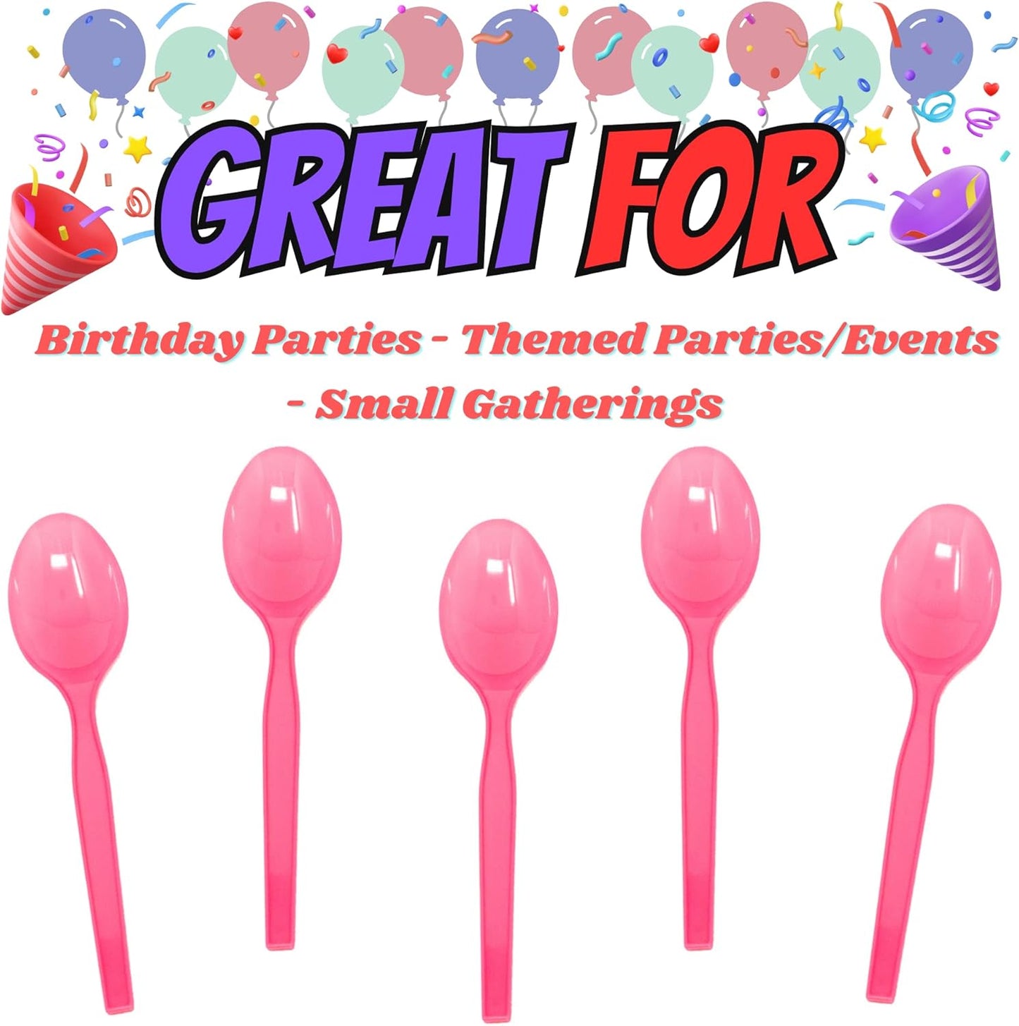 Hot Pink Plastic Spoons (24 Pack)
