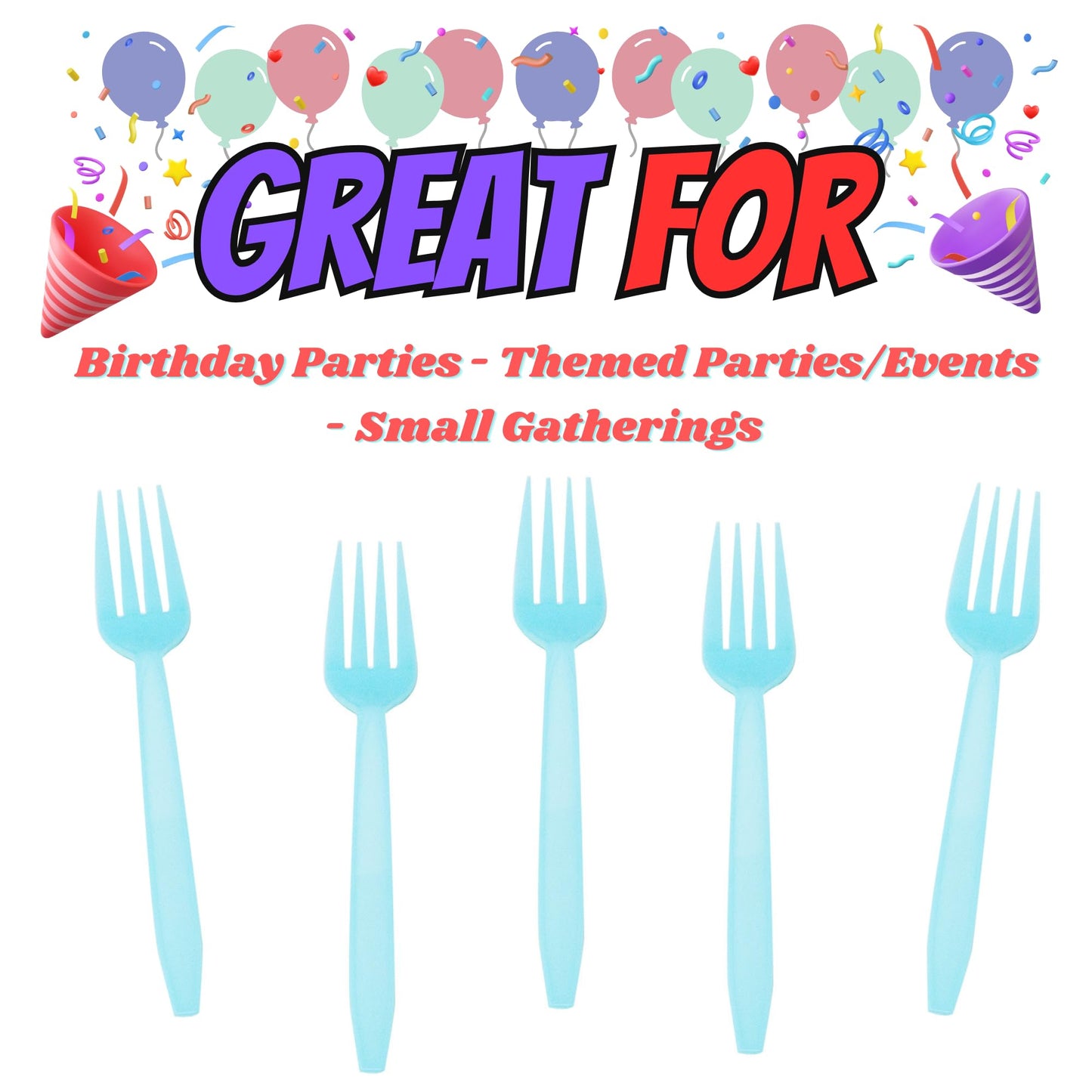 Light Blue Plastic forks (48 Pack)