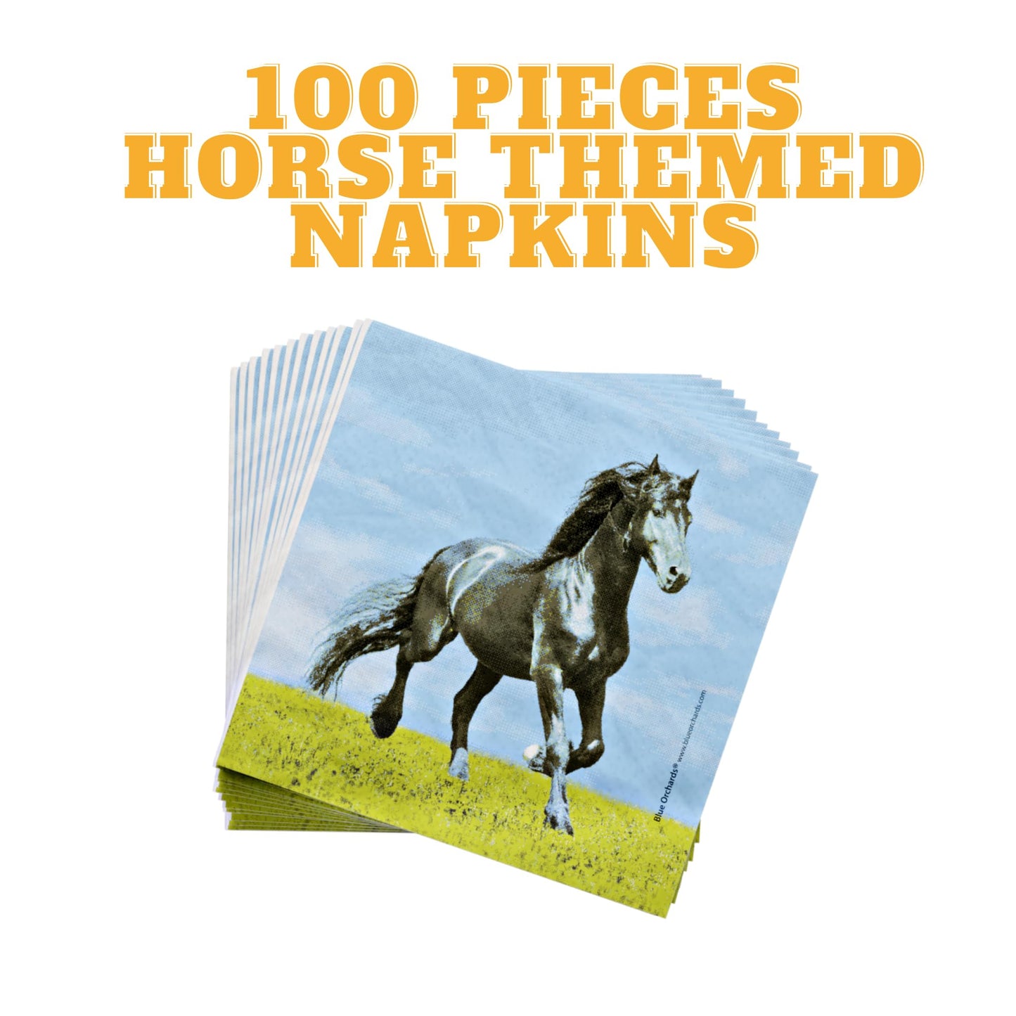 Blue Orchards Horse Lunch Napkins (100 Pieces)