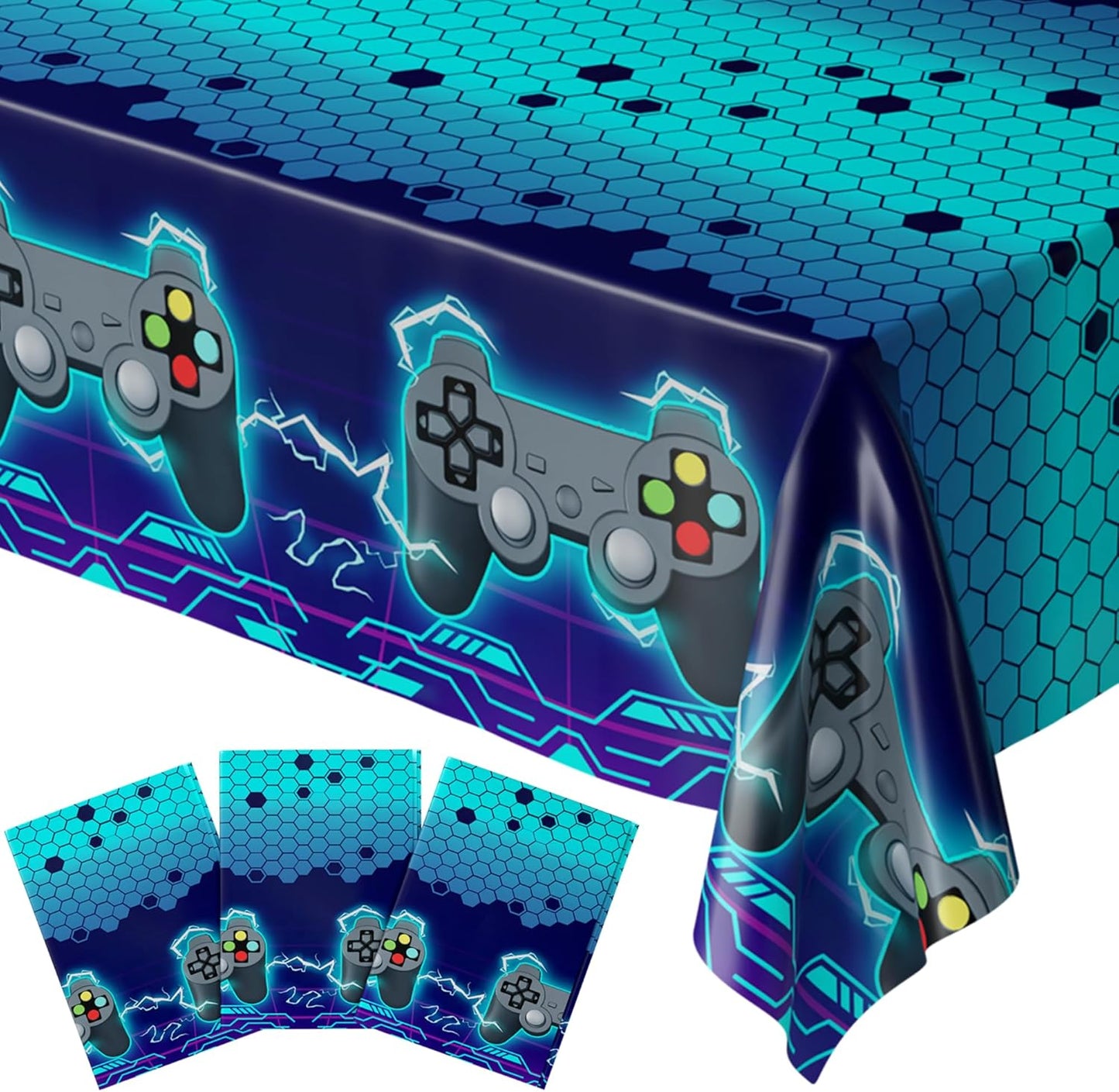 Video Game Table Cover (Neon Blue) - Pack of 3