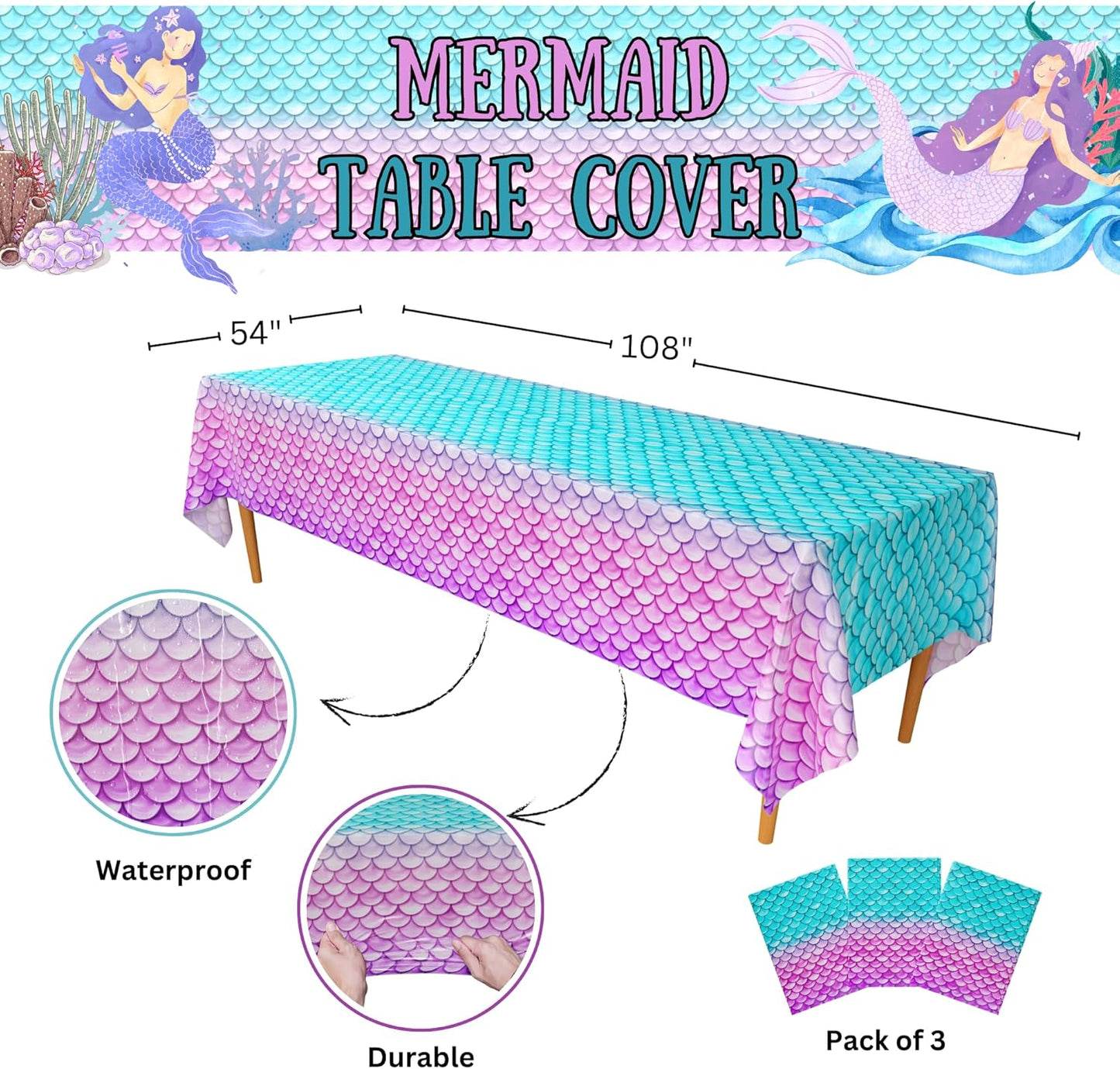 Mermaid Table Cover (Pack of 3)