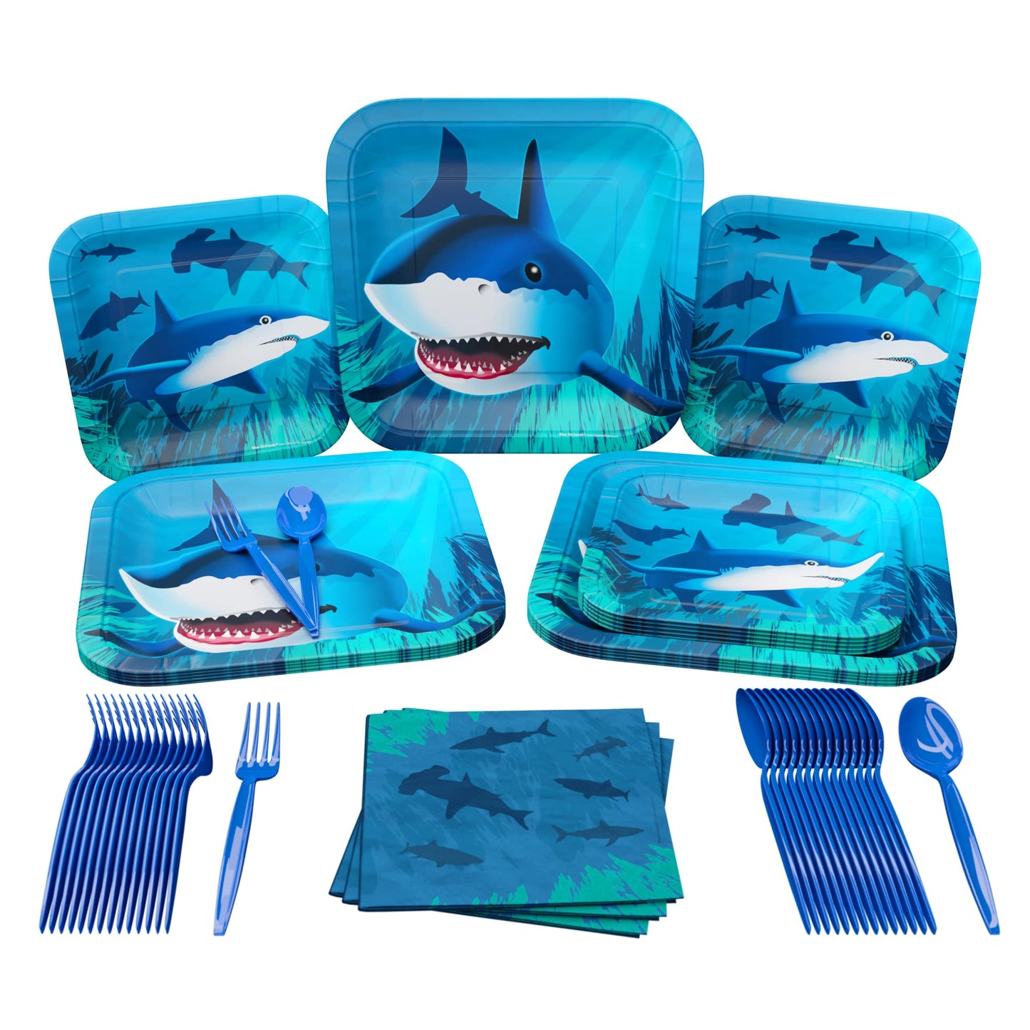 Shark Party Supplies Packs (100 Pieces for 16 Guests)
