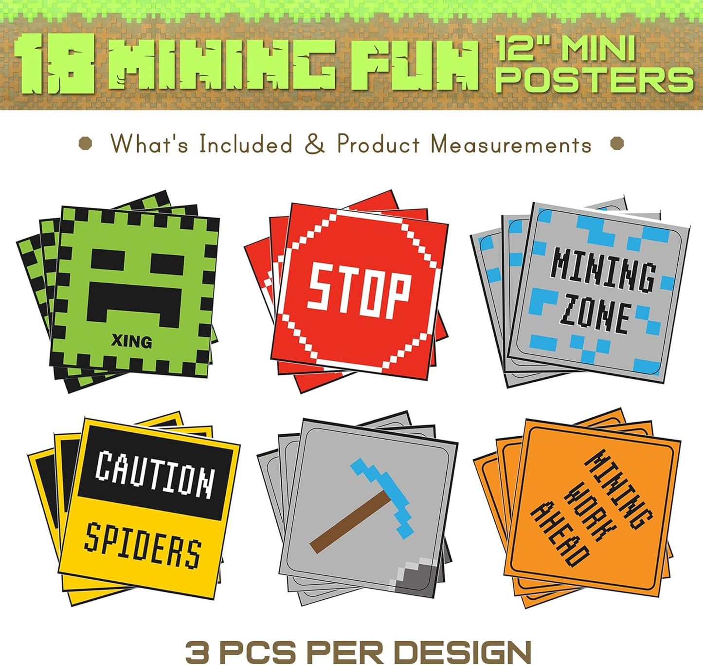 18 Pieces Mining Fun 12"x12" Cutouts