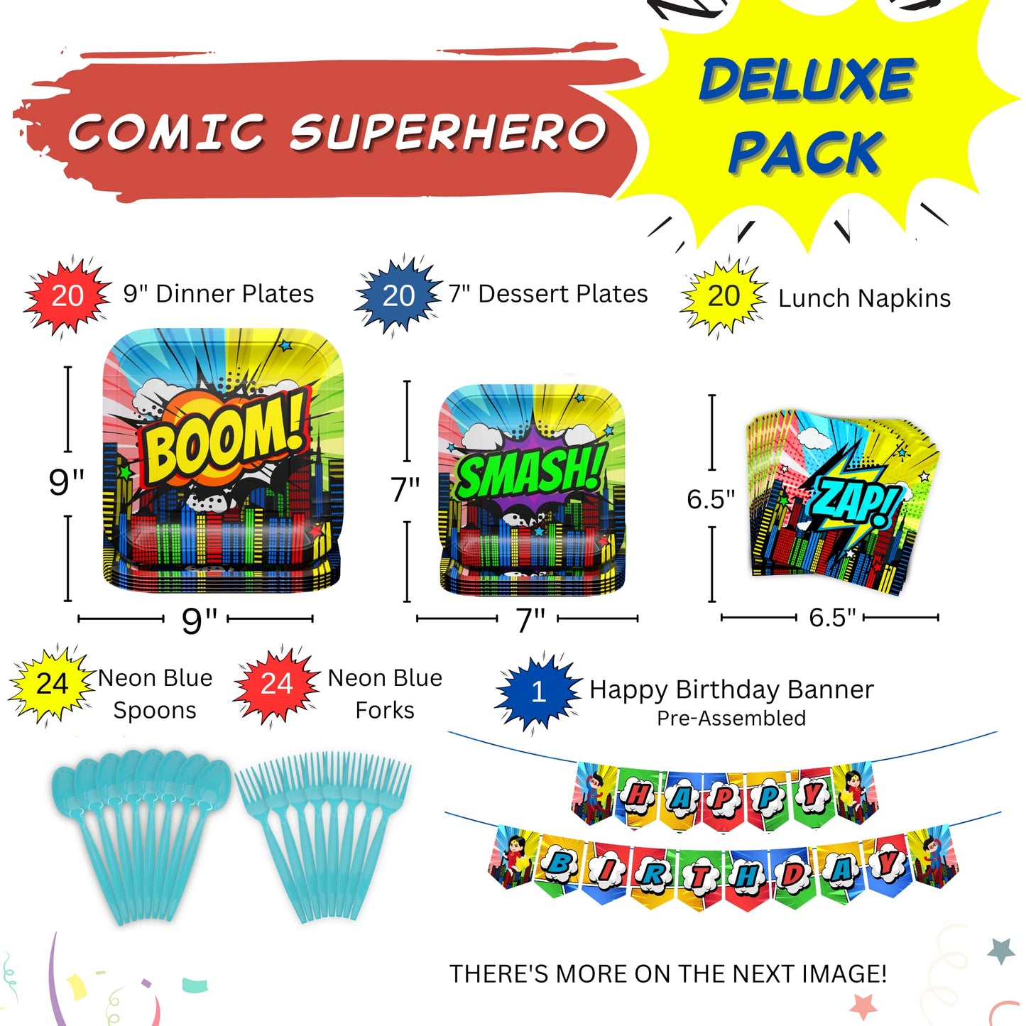 Comic Superhero Deluxe Party Supplies Pack (168 Pieces for 20 Guests)