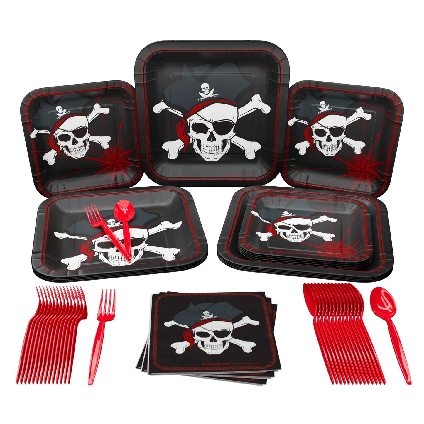 Pirate Party Supplies Pack (100 Pieces for 16 Guests)