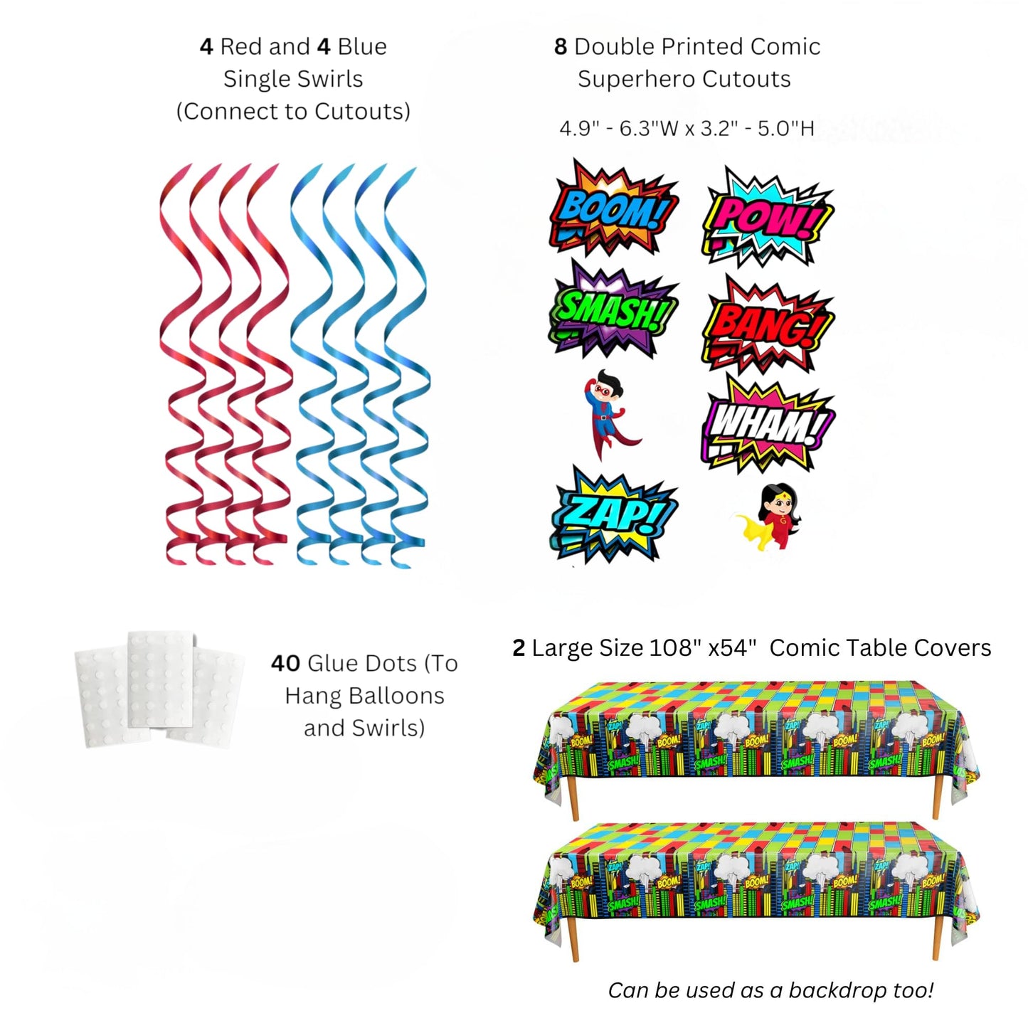 Comic Superhero Deluxe Party Supplies Pack (168 Pieces for 20 Guests)