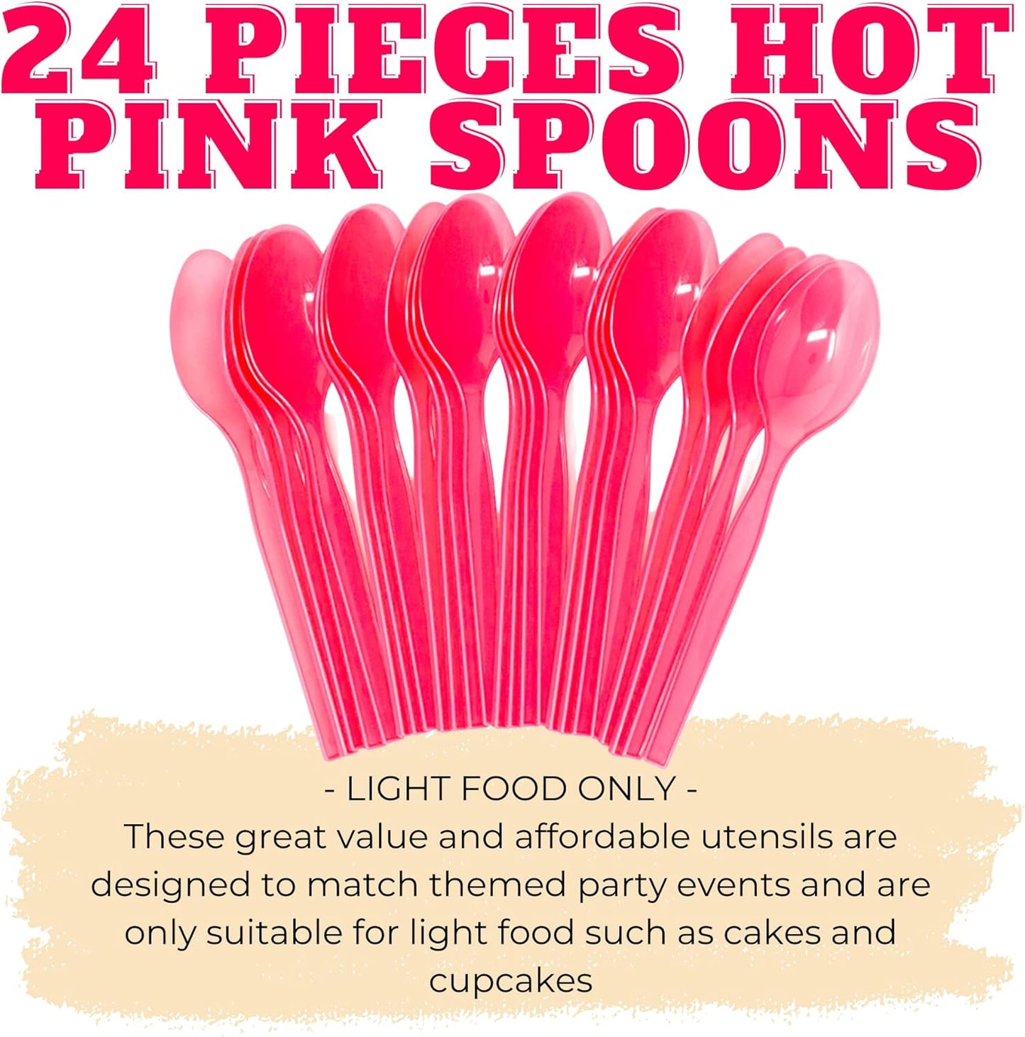 Hot Pink Plastic Spoons (24 Pack)