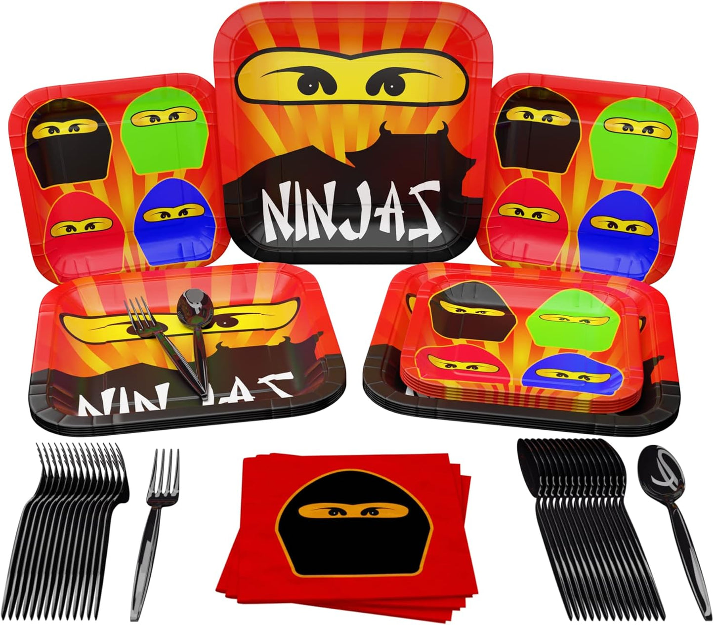 Ninja Master Party Supplies Pack (100 Pieces for 16 Guests)