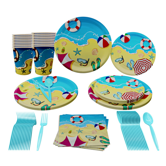 Beach Party Supplies Packs (116 Pieces for 16 Guests)