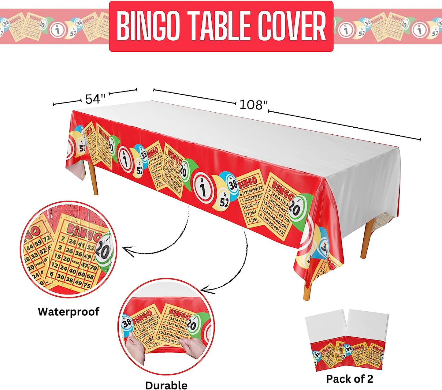 Bingo Table Covers (Pack of 2) - 54"x108" XL