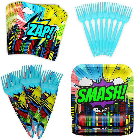 Comic Superhero Value Party Supplies Pack (64 Pieces)