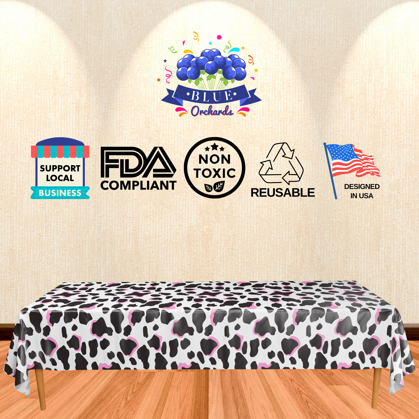 Cow Print Tablecovers - 54in x 108in (3 Pack)