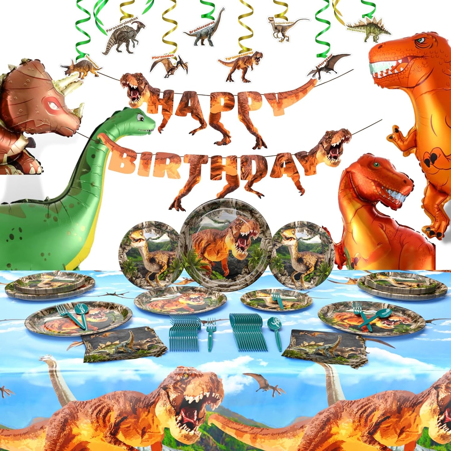 Dinosaur Deluxe Party Supplies Pack (131 Pieces)