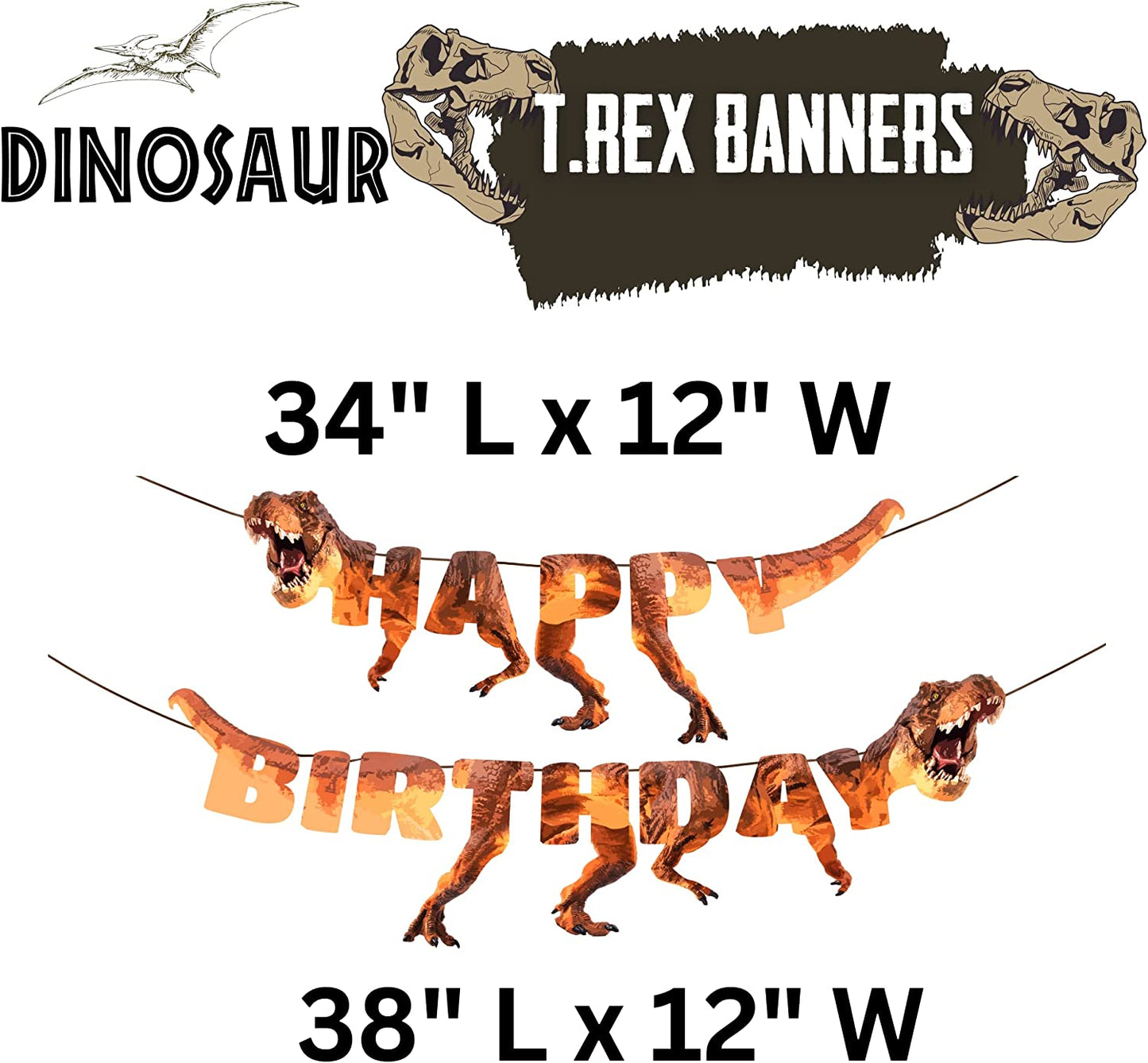 Dinosaur Happy Birthday Banner (Brown)