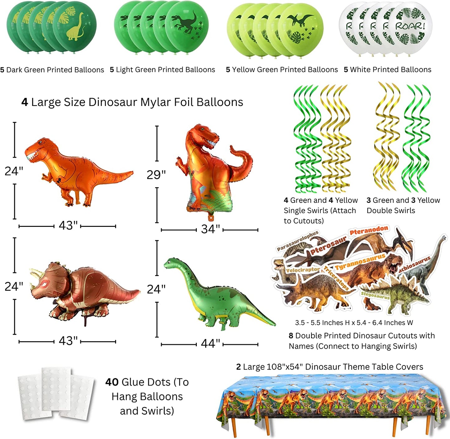 Dinosaur Party Decorations Pack (51 Pieces)