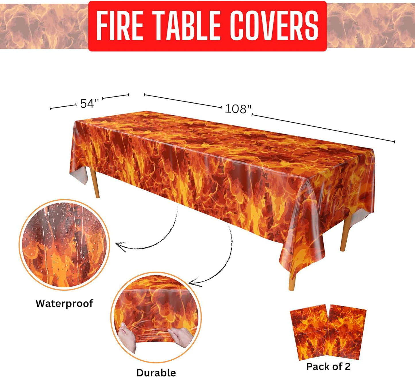 Fire Table Covers - 54in x 108in (2 Pack)