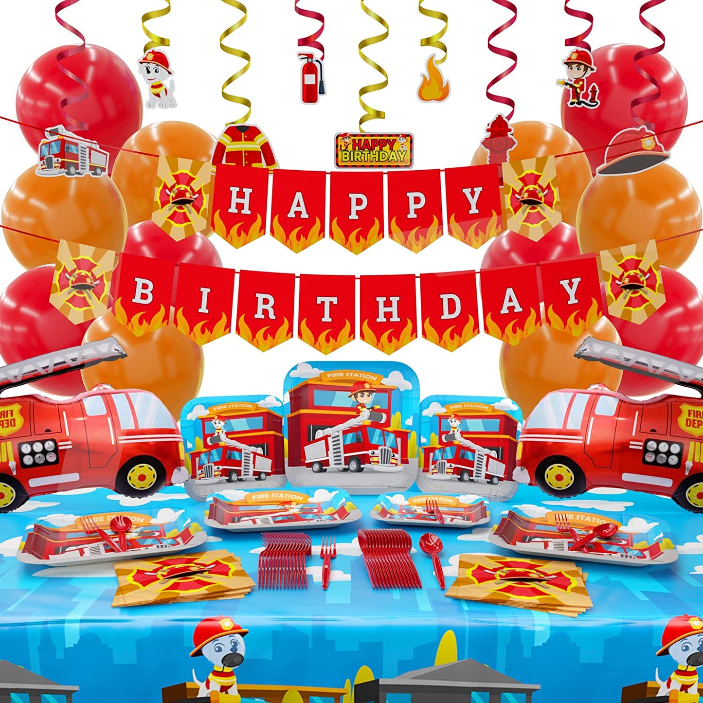 Firefighter Deluxe Party Supplies Pack (149 Pieces)