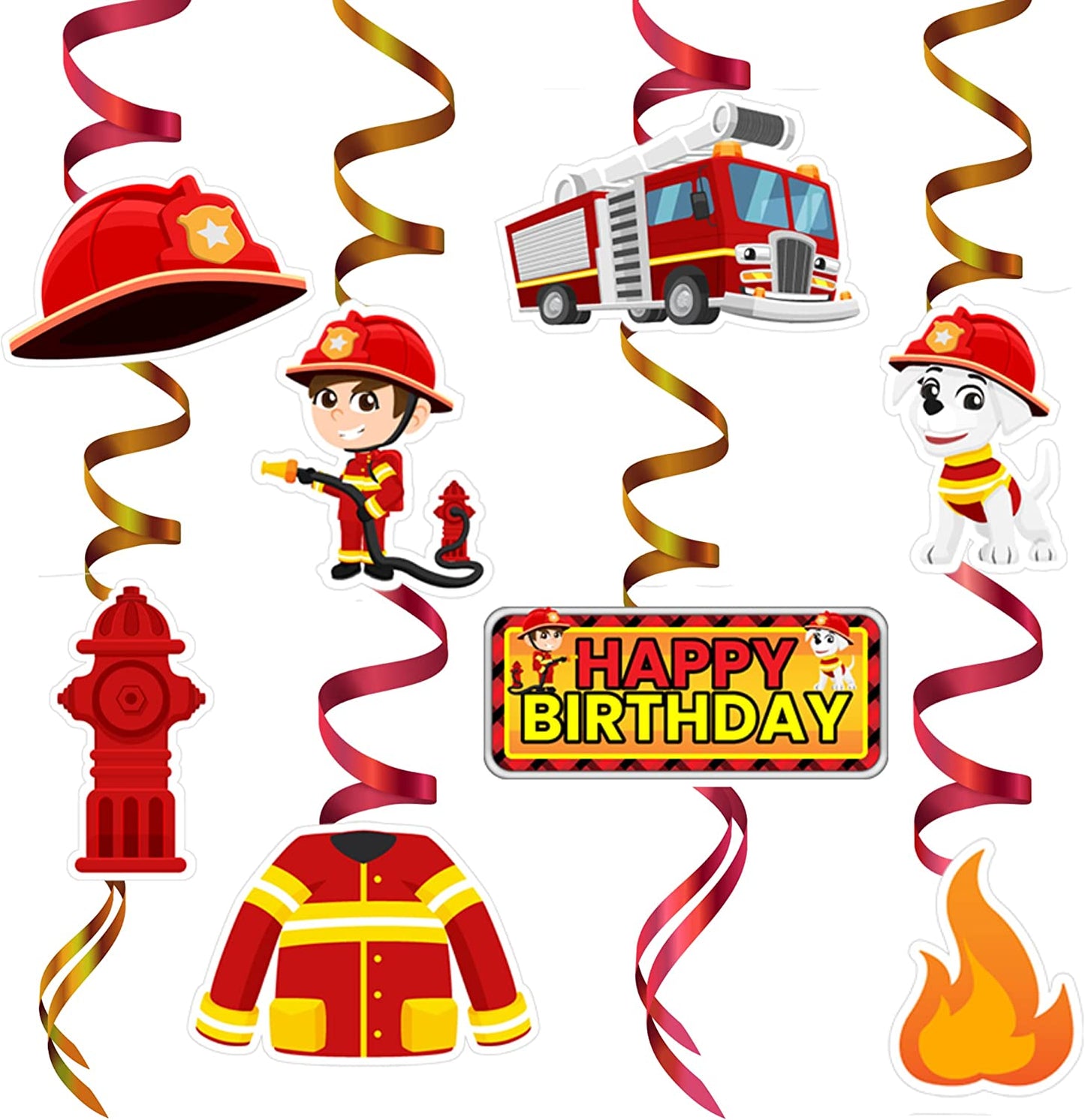 Firefighter Party Hanging Swirls (46 Pieces)