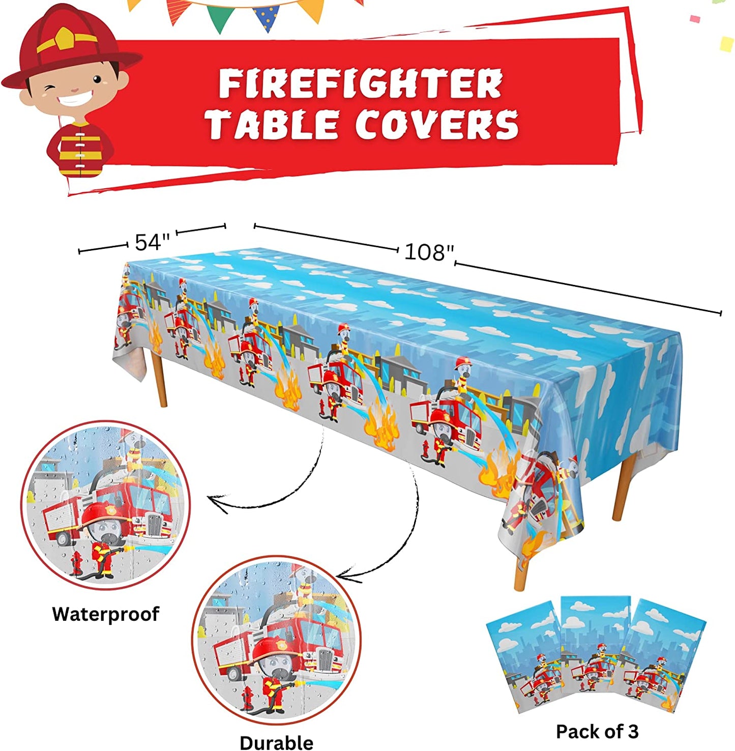 Firefighter Table Covers (Pack of 3)