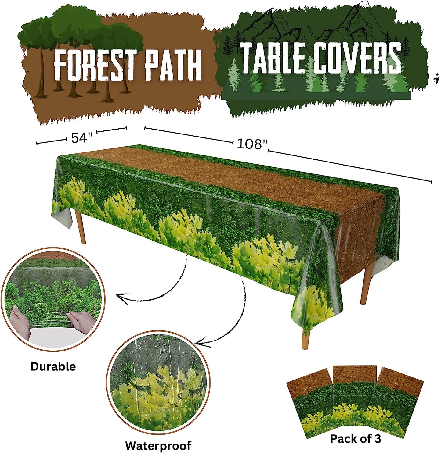Forest Path Table Covers (Pack of 3) 108"x54" XL
