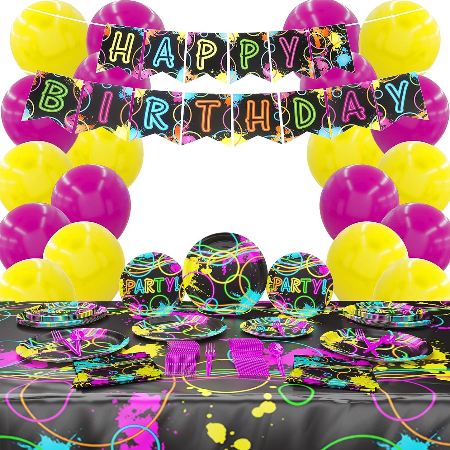 Glow Deluxe Party Supplies Packs (For 16 Guests)