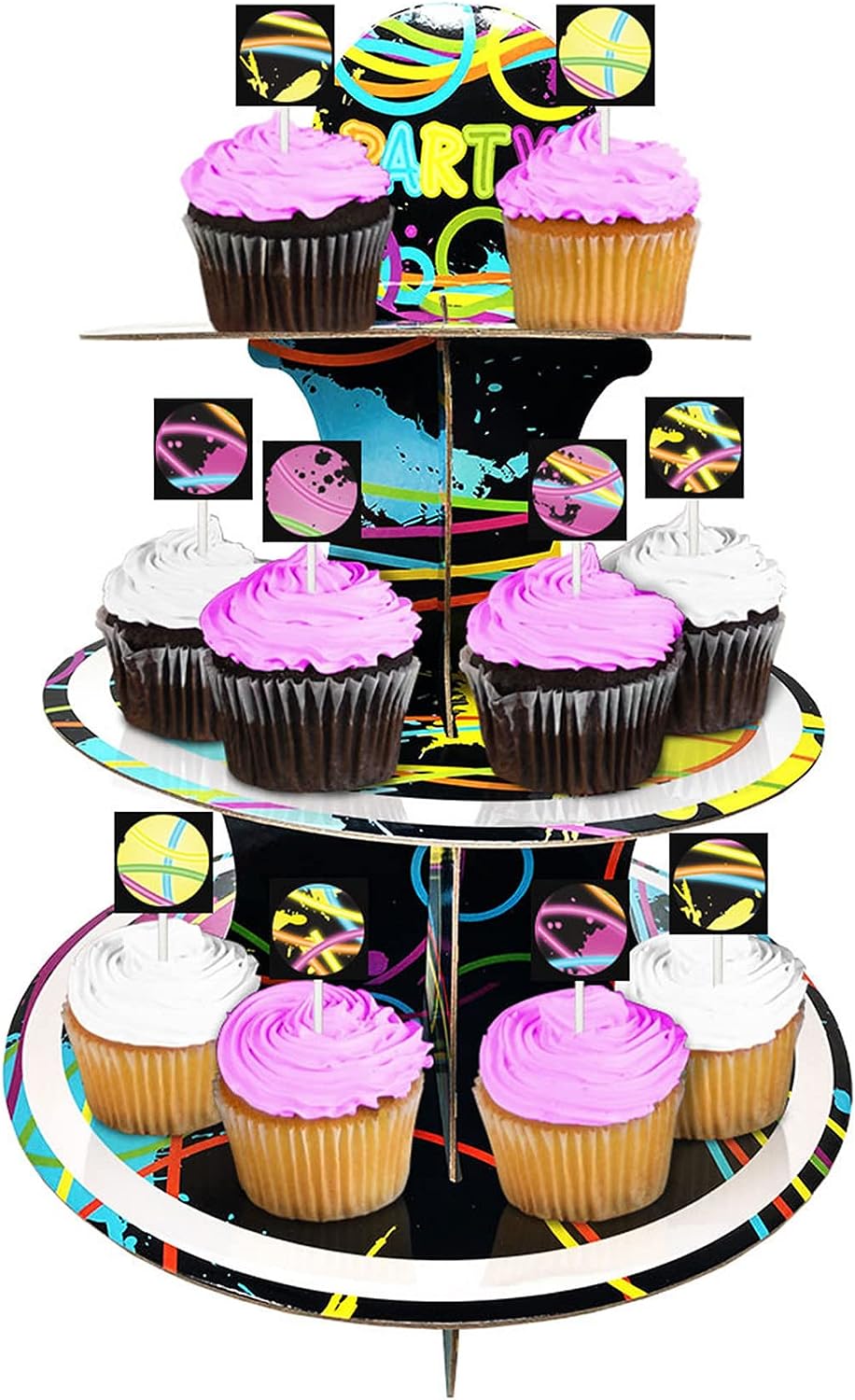 Glow Party 3 Tier Cupcake Stand