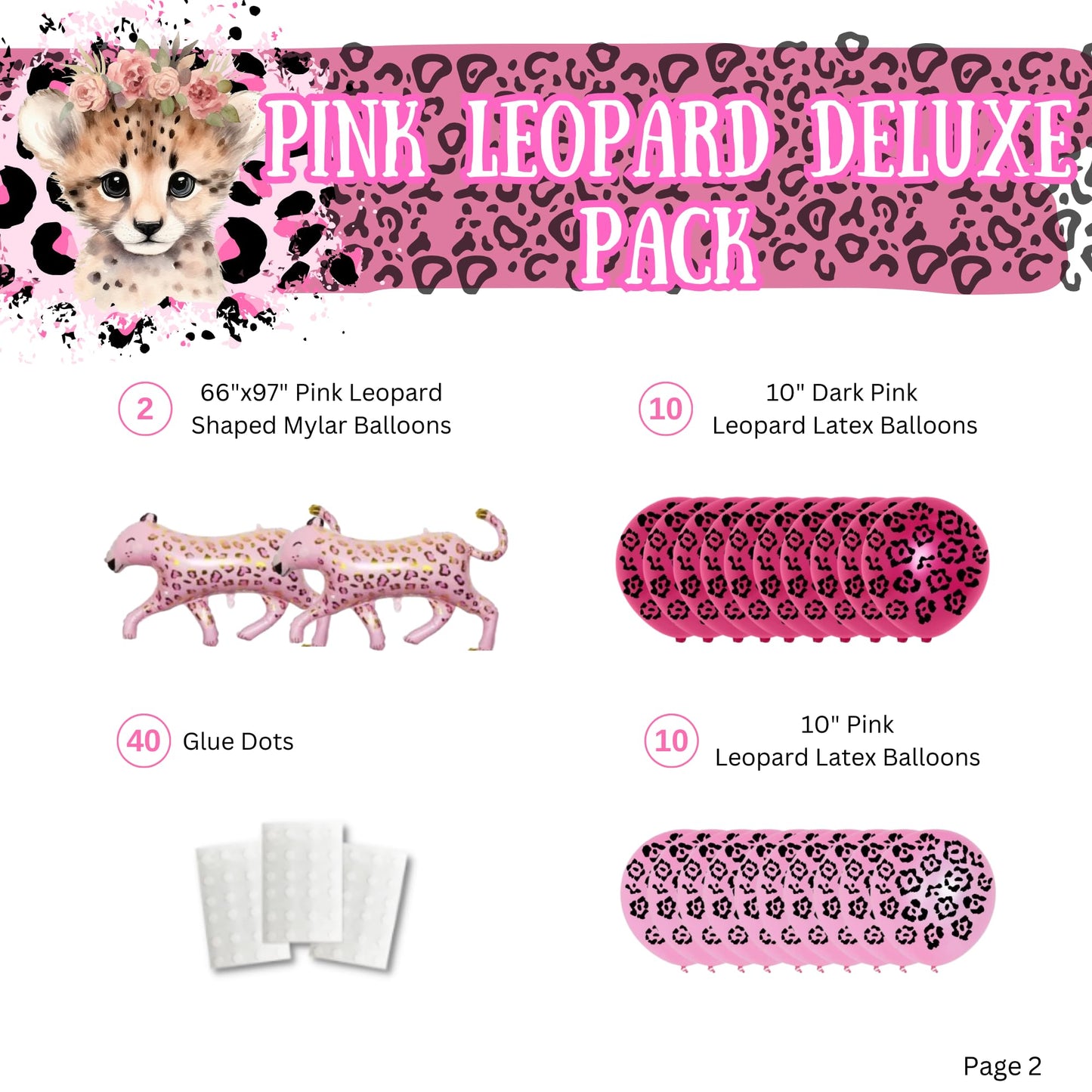 Pink Leopard Deluxe Party Supplies Packs (For 16 Guests)