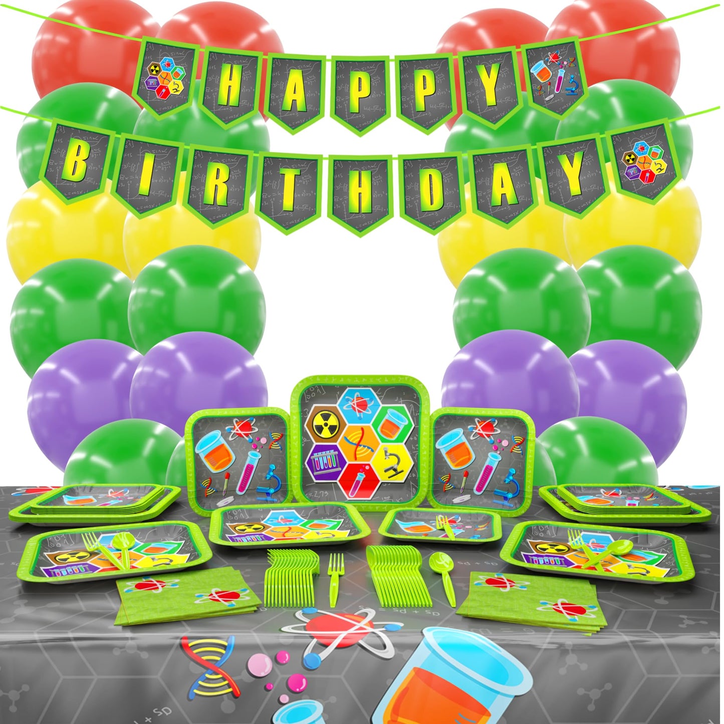 Science Party Deluxe Party Supplies Pack (127 Pieces for 16 Guests)