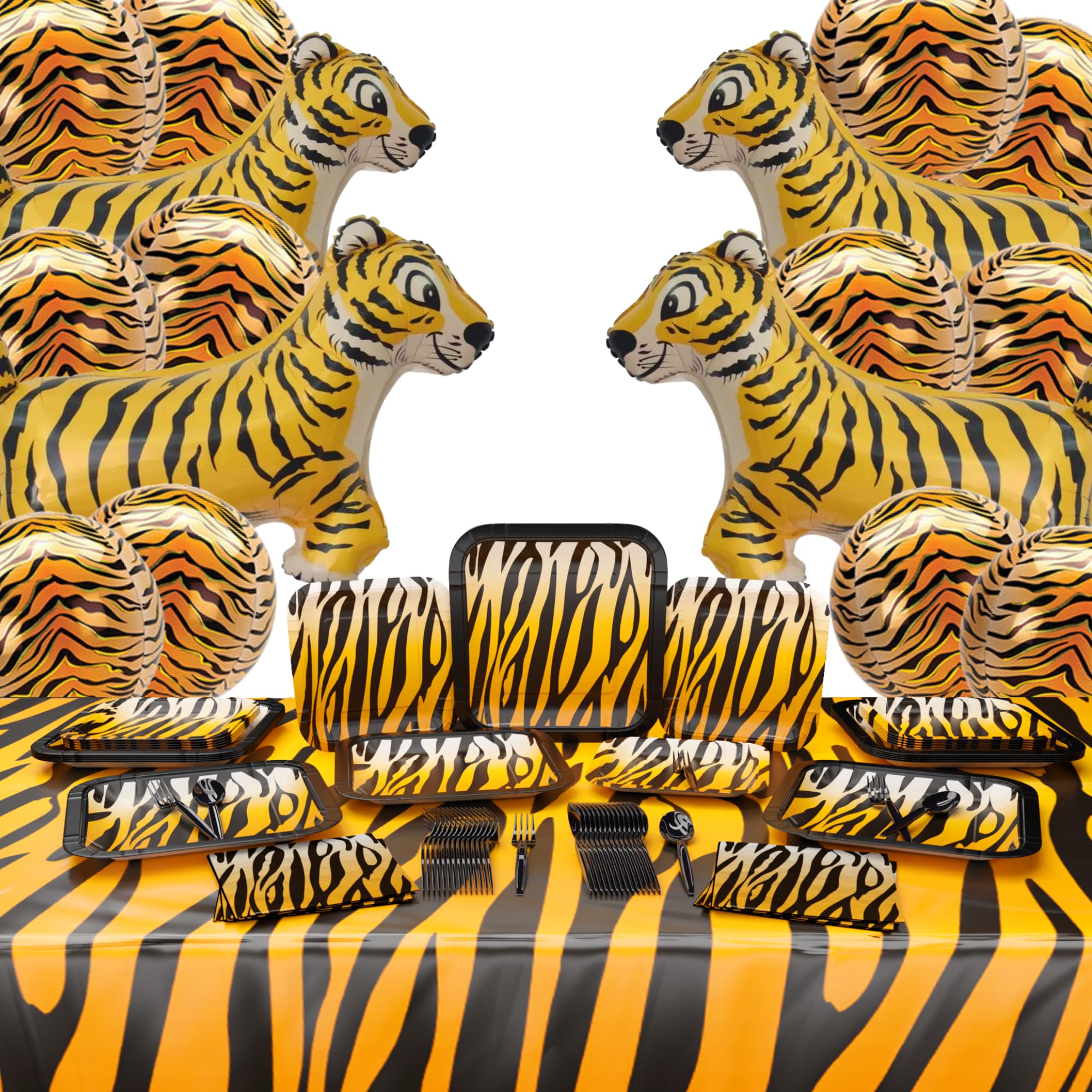 Tiger Stripe Deluxe Party Packs (For 16 Guests) – Discount Party Supplies