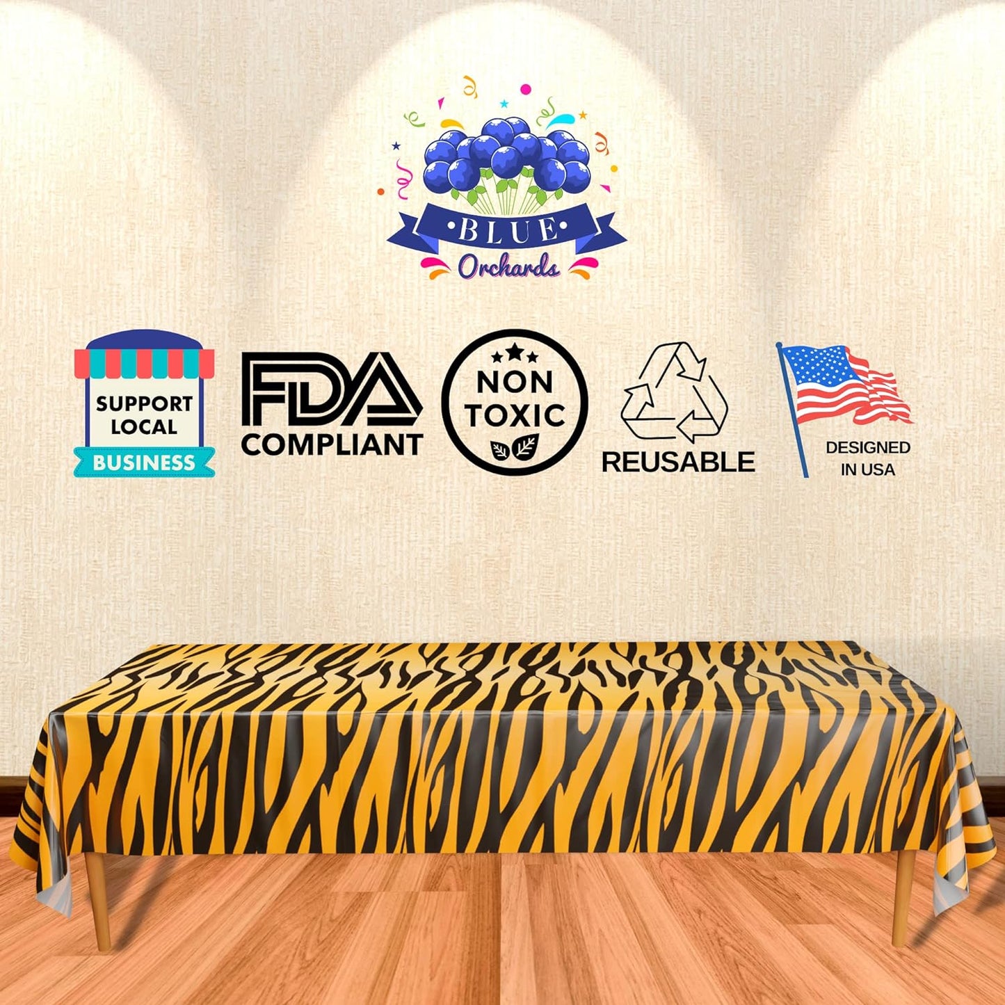 Tiger Stripe Table Covers - 54in x 108in (2 Pack)