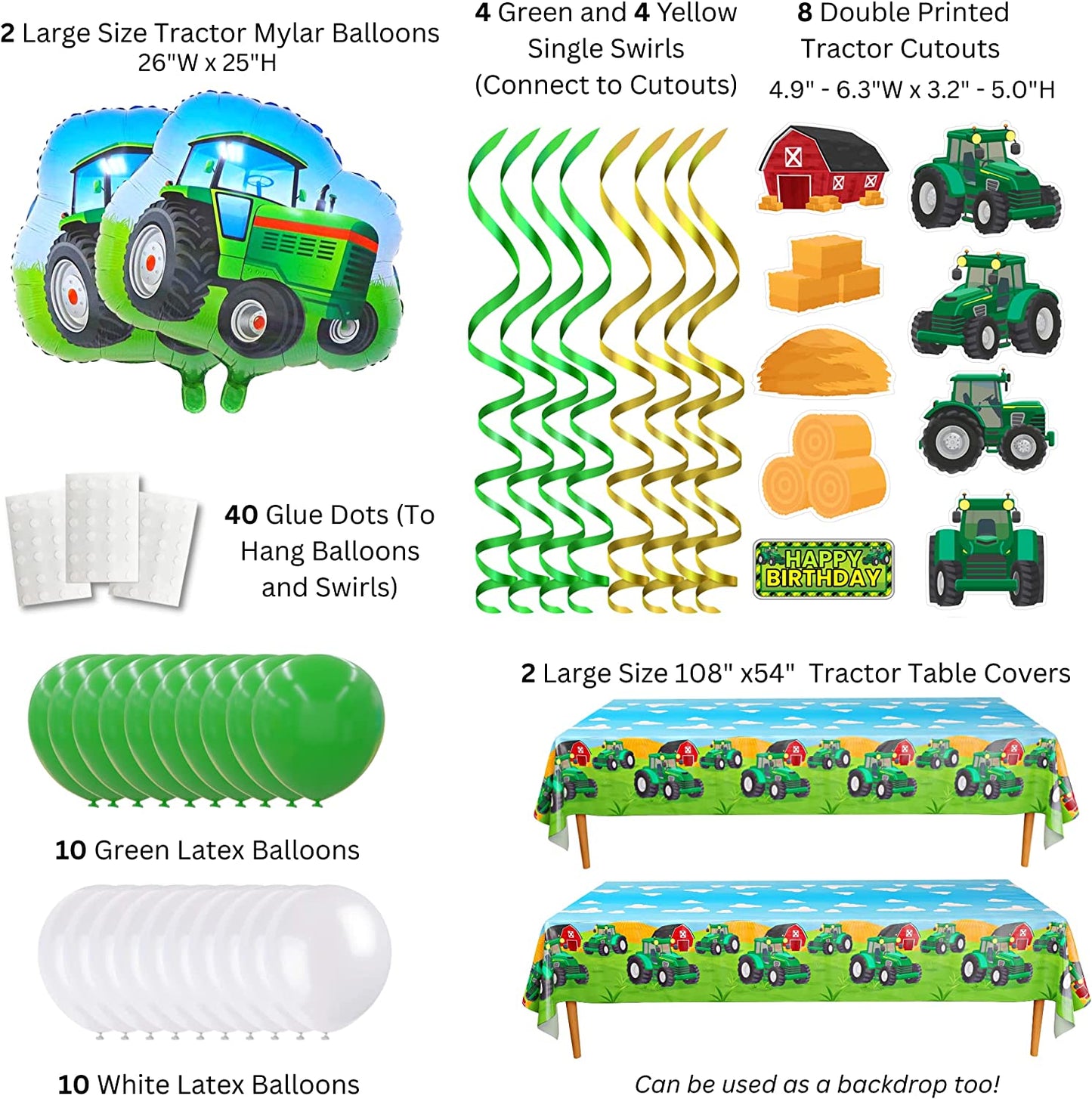 Tractor Deluxe Party Supplies Pack (148 Pieces)