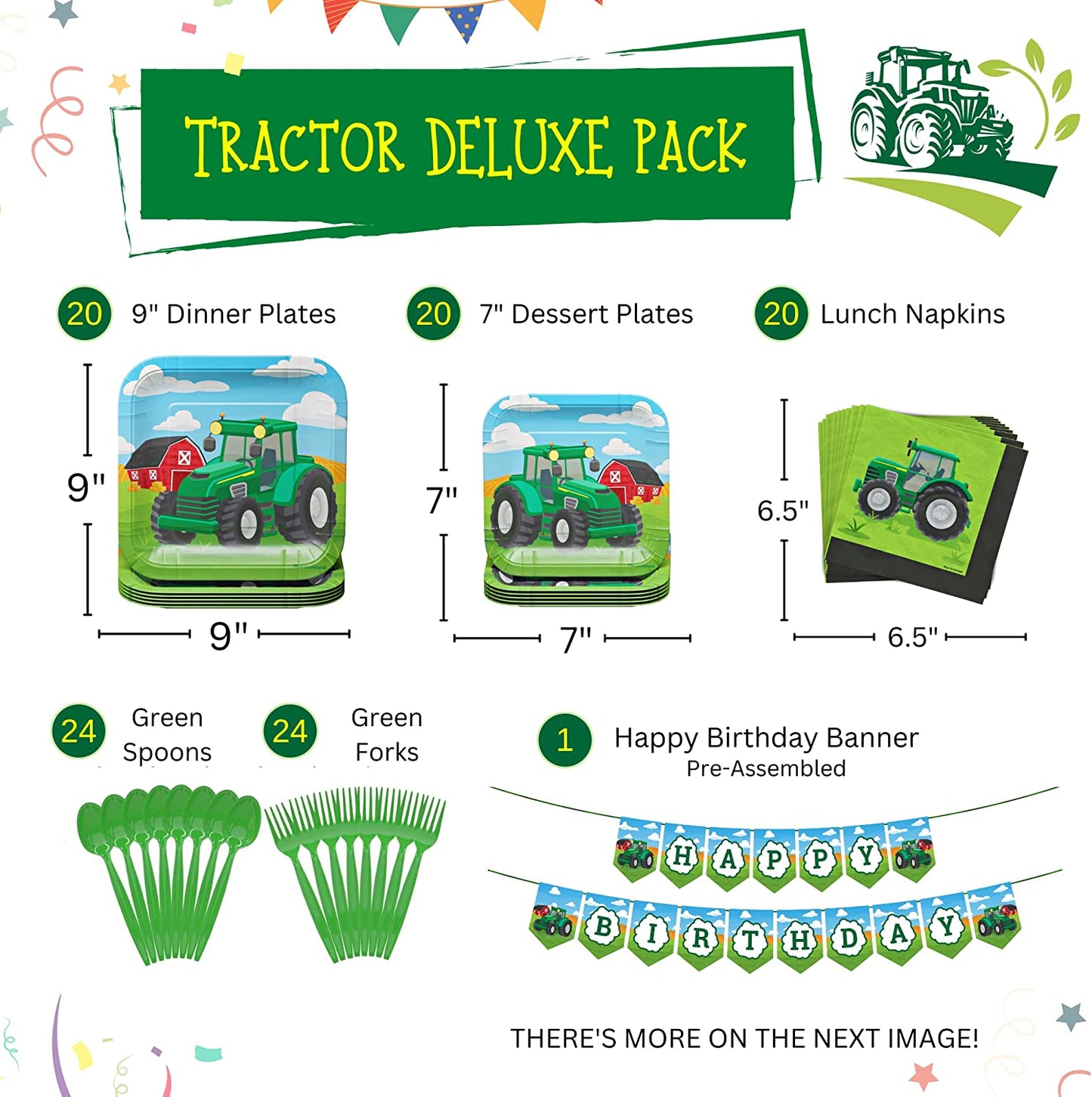 Tractor Deluxe Party Supplies Pack (148 Pieces)