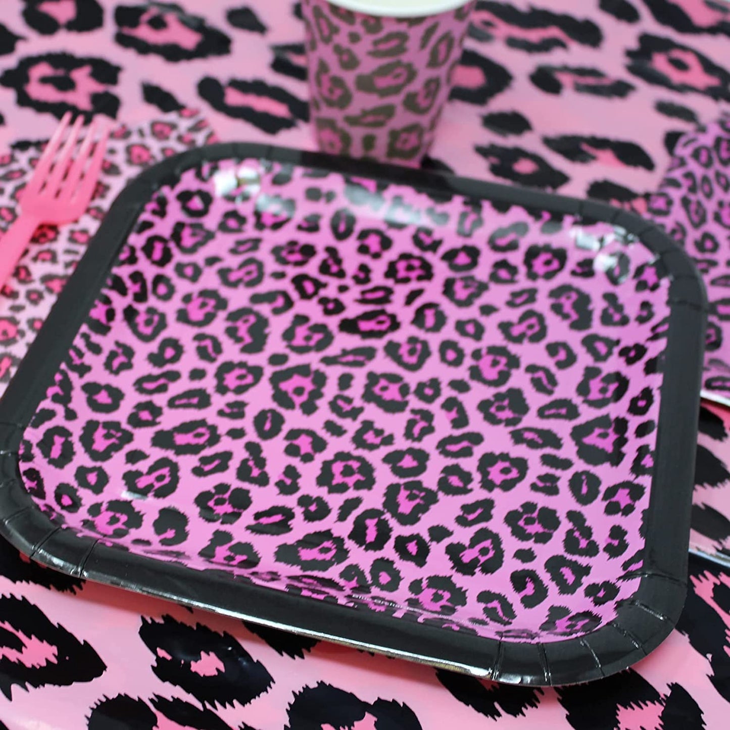 Pink Leopard Table Covers - 54in x 108in (3 Pack)