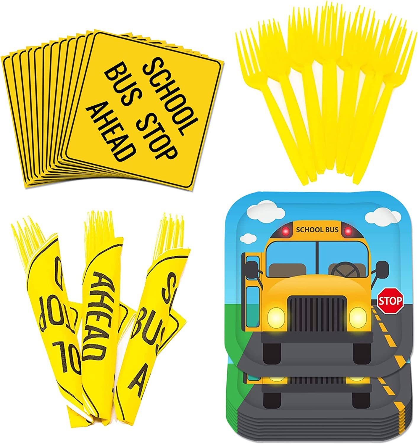 School Bus Value Party Supplies Packs (For 16 Guests)