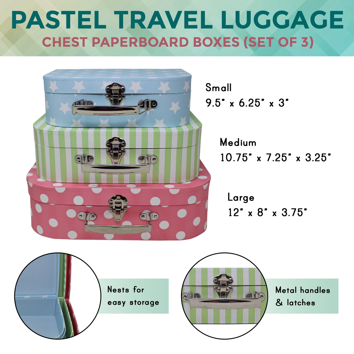Pastel Chests - 3 Sizes (3 Pack)