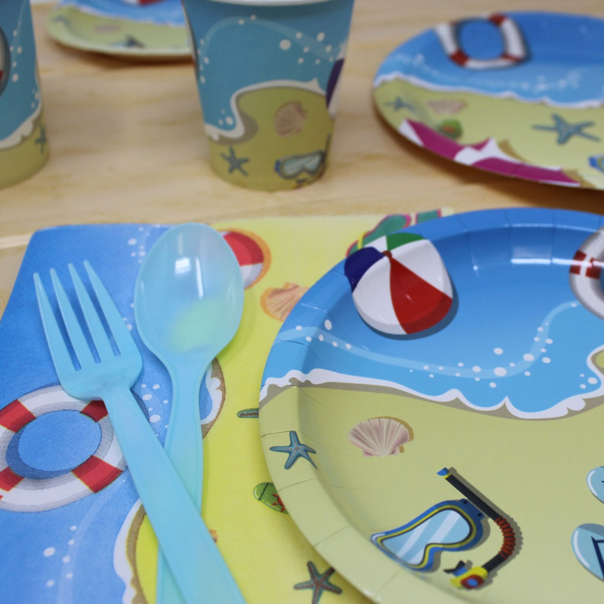 beach party supplies packs on the table