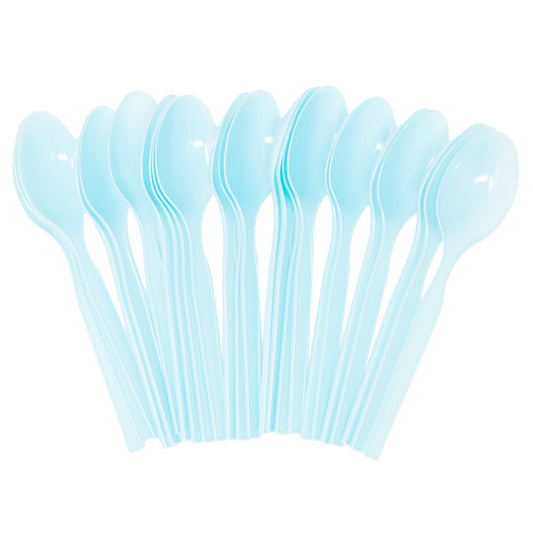 Light Blue Plastic Spoons (24 Pack)
