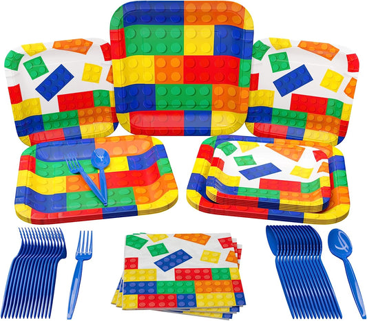 Brick Party Supplies Packs (100 Pieces for 16 Guests)