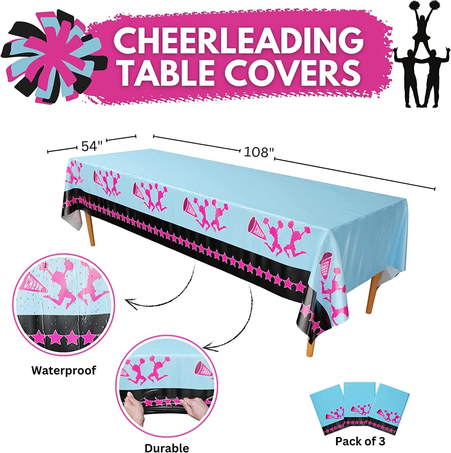 Cheerleading Table Covers (Pack of 3) - 54"x108" XL