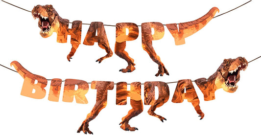 Dinosaur Happy Birthday Banner (Brown)