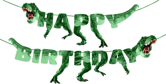 Dinosaur Happy Birthday Banner (Green)