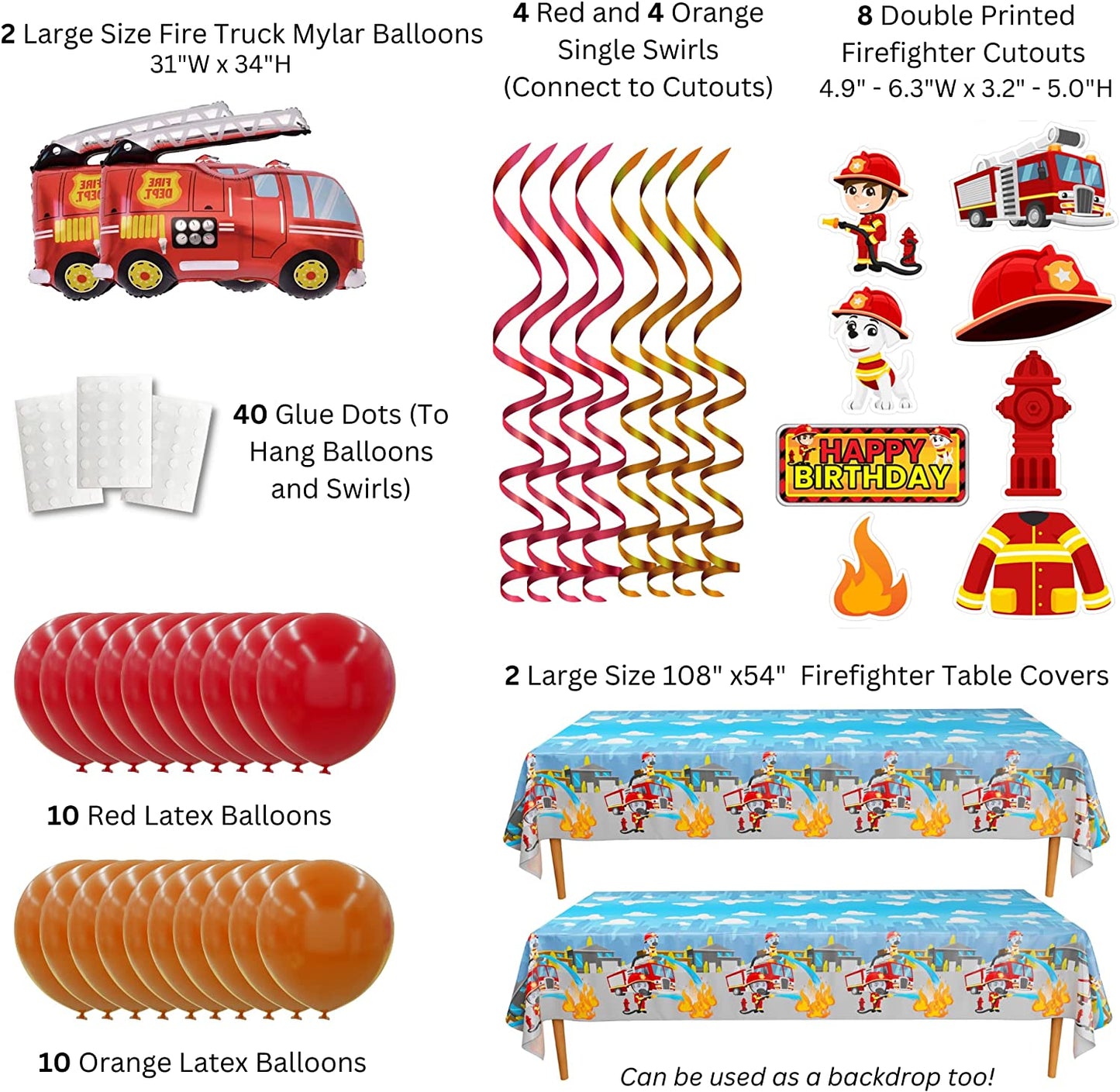 Firefighter Deluxe Party Supplies Pack (149 Pieces)